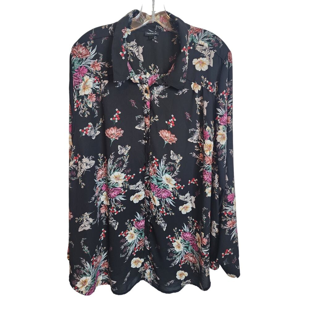 Torrid Madison Georgette Button Down Collared Blouse, 4X
